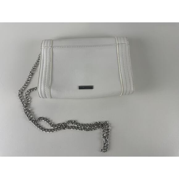 Aldo Handbags - Aldo Shoulder Bag Womens White Faux Leather Silver Chain Crossbody Purse Handbag